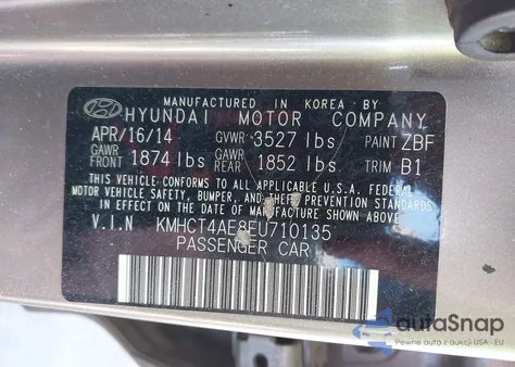 2014 Hyundai Accent Gls из США, поврежденный, VIN KMHCT4AE8EU710135